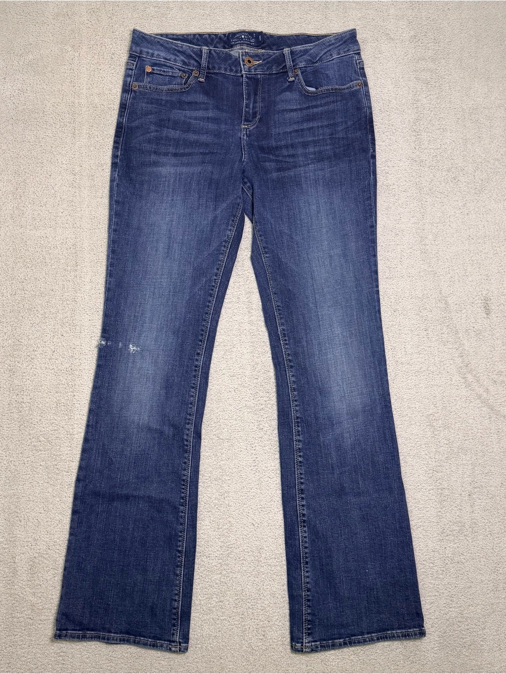 Lucky Brand Lolita Boot Jeans Women’s 8/29 Blue Dark Wash Denim Distressed Fade